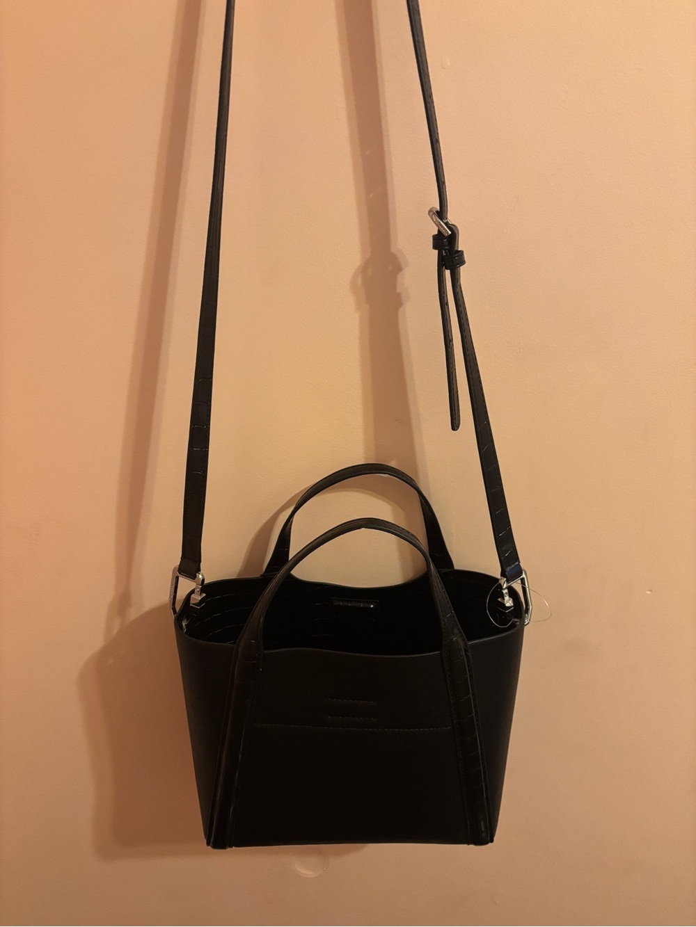 Black Leather Crossbody Calvin Klein Tote